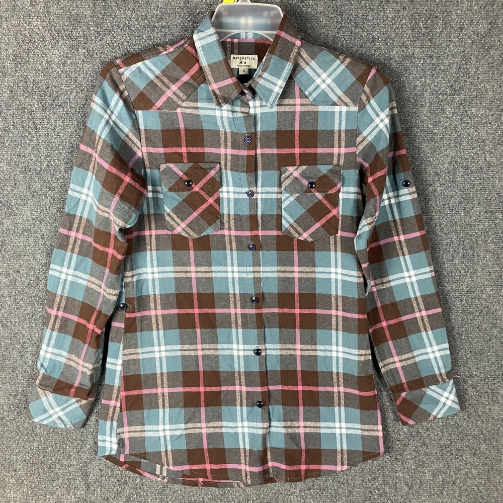 Matchstick Flannel Women's Small Button Up‎ Multicolor 100% Cotton S